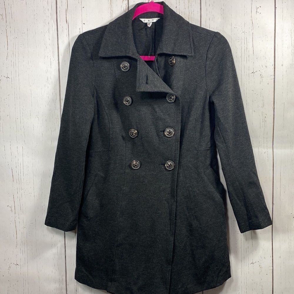 Cabi Charcoal Gray Double Breasted Coat S Minimalist Classic Business Casual